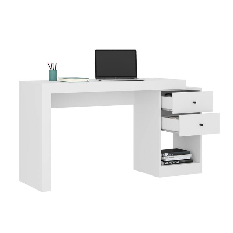 Modern Designs Expandable 47 to 61 Inches Long Home Office Desk - White