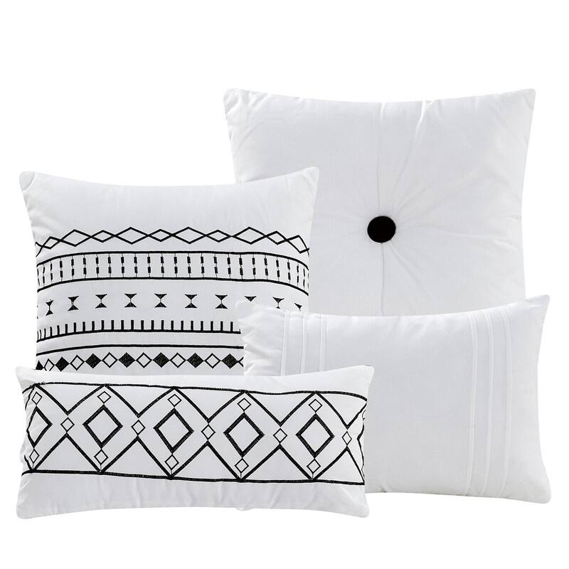 7 Piece Set Comforter White Minimal Tribal Geometric Striped Soft