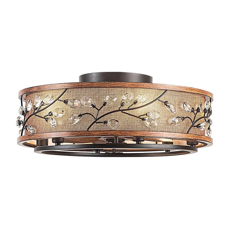 Led ceiling with fan walnut Crystal fan in light fan iron inside light - N/A