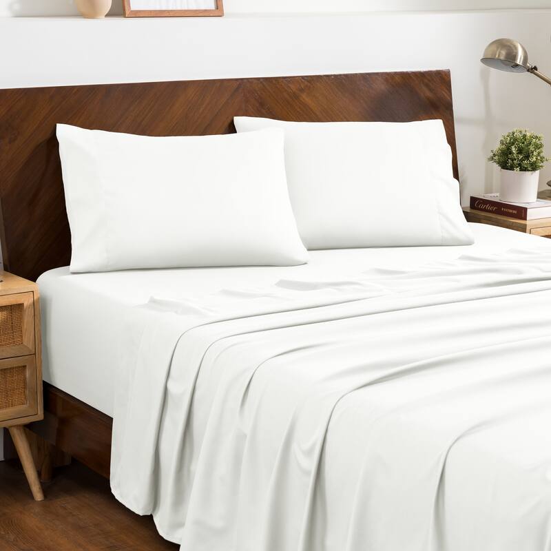 Bare Home Microfiber Sheet Set with Envelope Pillowcases - Split Head Flex King - Cream