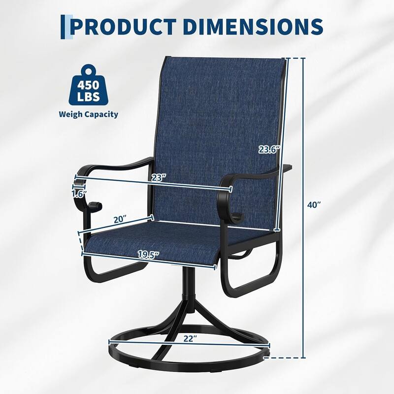 Set of 2 Outdoor Patio 360°Swivel Dining Chairs for Backyard, Poolside, Lawn, Porch or Garden (No Table)