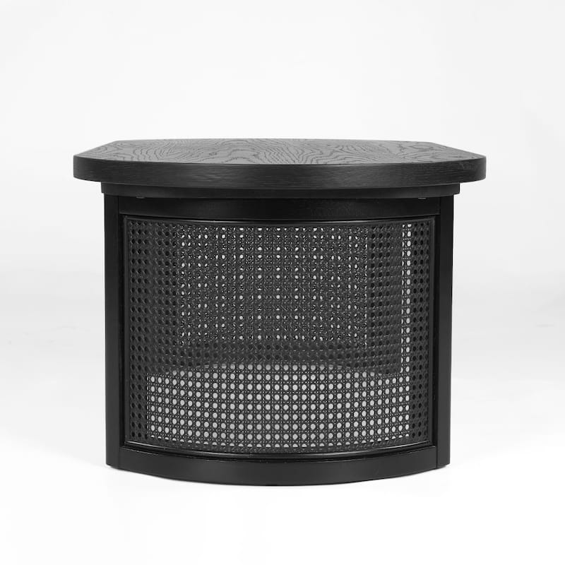 48" Oval Solid Oak Rattan Coffee Table