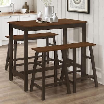 Connie 4-piece Chestnut and Dark Brown Counter Height Set