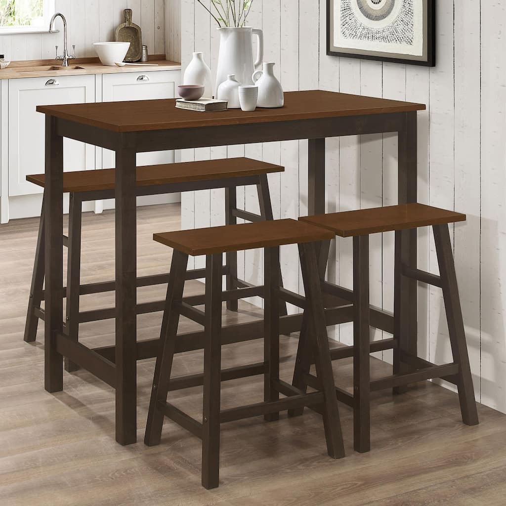 Connie 4-piece Chestnut and Dark Brown Counter Height Set