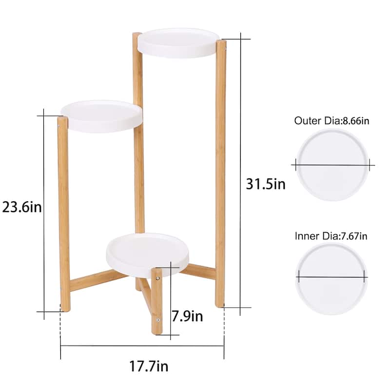 3-Tier Bamboo Plant Stand Flower Pot Display Holder