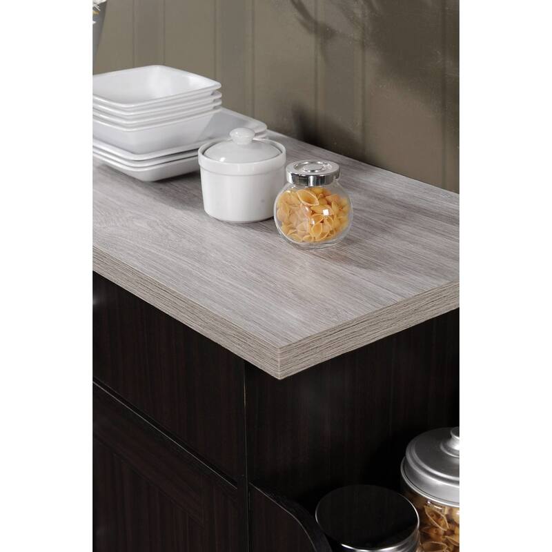 Hodedah Kitchen Island with Spice Rack plus Towel Holder - Chocolate - 15.5"Lx43.7"Wx35.3"H