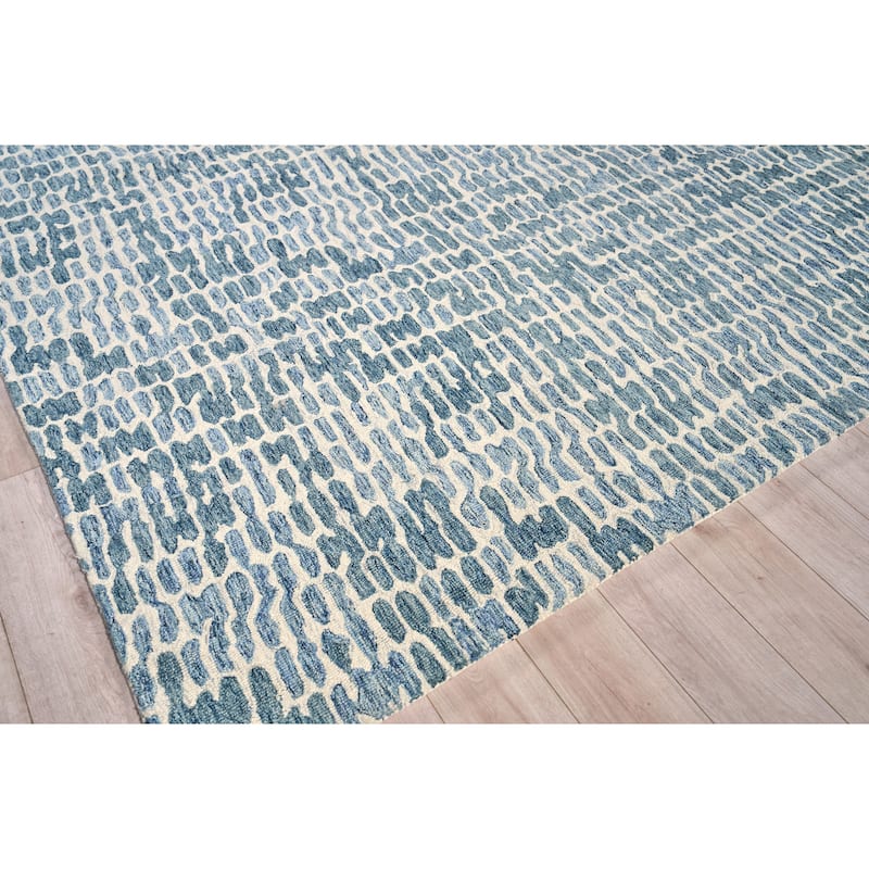 EXQUISITE RUGS Ink Blot Hand-tufted New Zealand Wool Navy Area Rug.