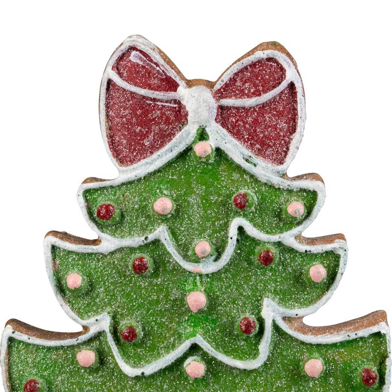 Gingerbread Cookie Christmas Tree with Bow Decoration - 8"