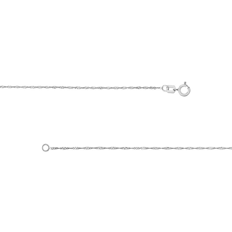 Curata 14k White Gold 1mm Singapore Chain Necklace (Spring Ring)
