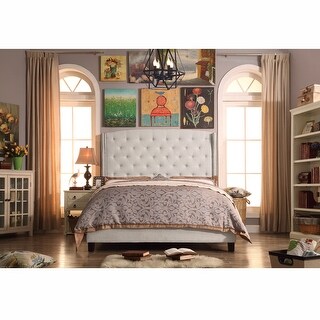 King Tufted Wingback Upholstered Bed Set