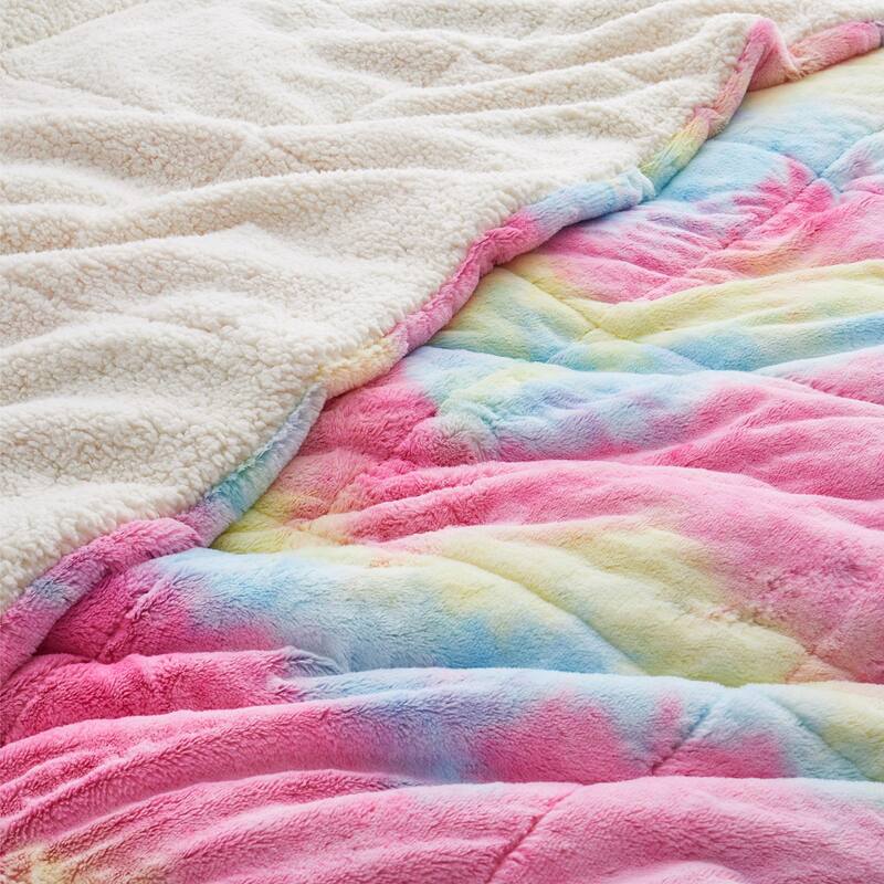 Dual-Side Fluffy Sherpa Comforter Set, Winter Plush Fuzzy Bedding Set