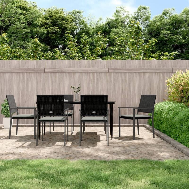 vidaXL 3/5/7/9 Piece Patio Dining Set with Cushions Poly Rattan and Steel