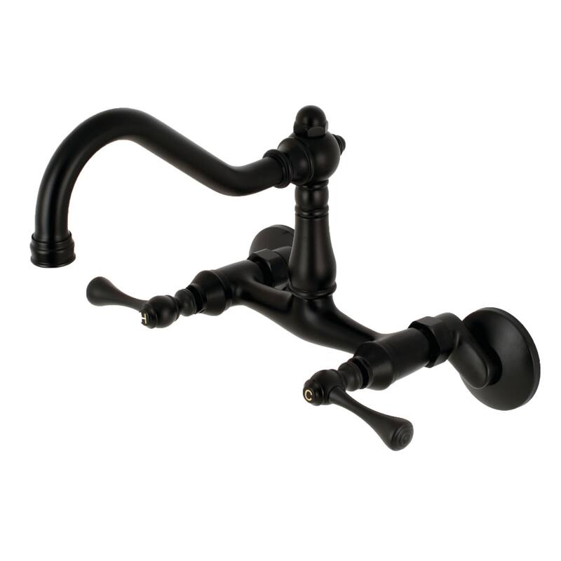Vintage 6 in. Adjustable Center Wall Mount Kitchen Faucet - Matte Black