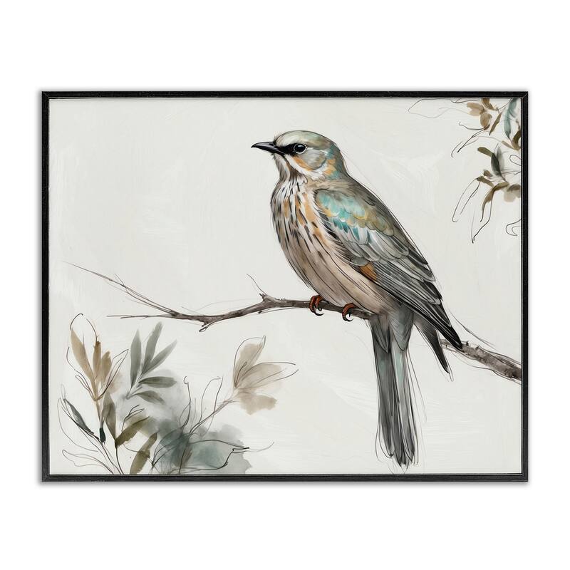 Stupell Stoic Bird Wildlife Study Framed Giclee Art Design By LSR Creative Studio - 14 x 11 - Black
