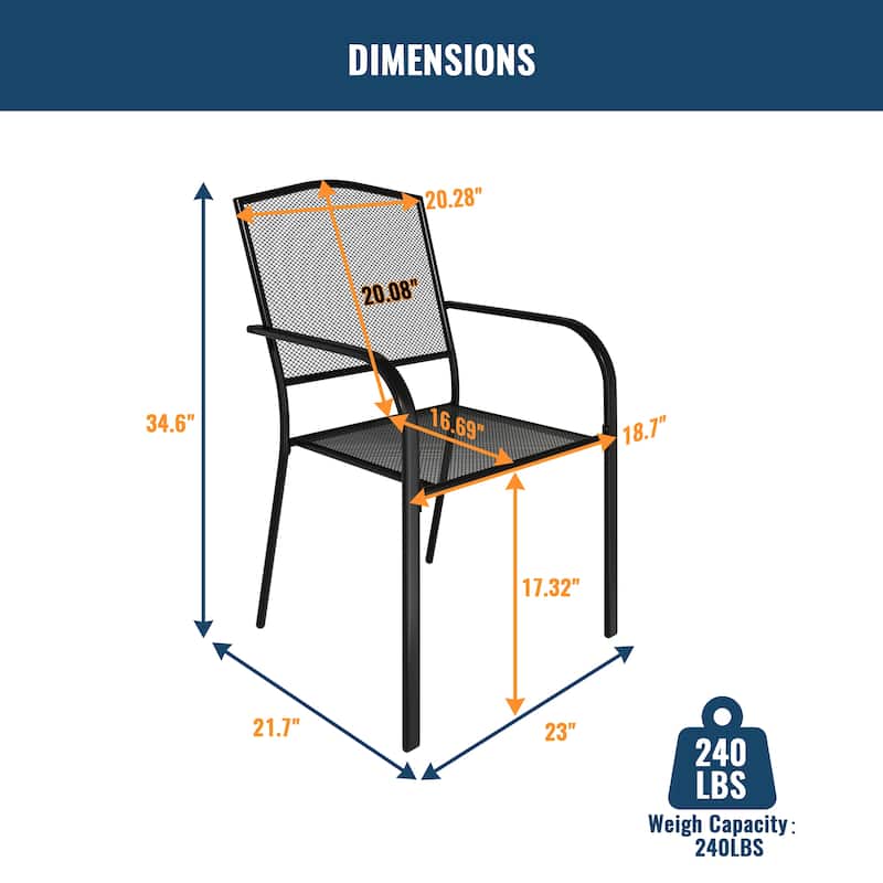 Clihome Outdoor 5 Piece Patio Dining Table Steel Mesh Chair Set, Limited Time Free Patio Umbrella
