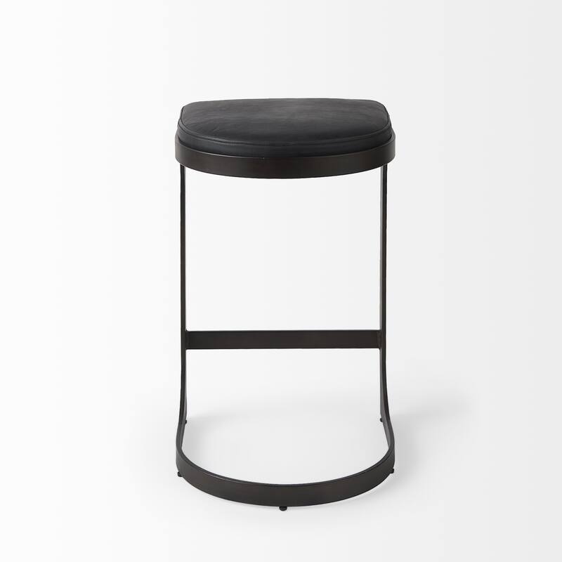 Faux Leather Backless Metal Bar Stools with Footrest