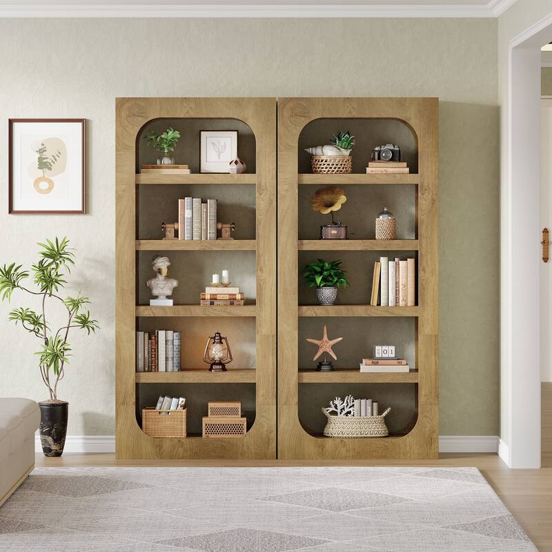 70.9-Inch Tall Bookcase 5-Tier Modern Wood Bookshelf for Living Room