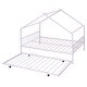 preview thumbnail 34 of 52, Metal House Bed with Twin Size Trundle, Twin/Full Size Playhouse Bed Montessori Bed with Roof Design for Kids Bedroom