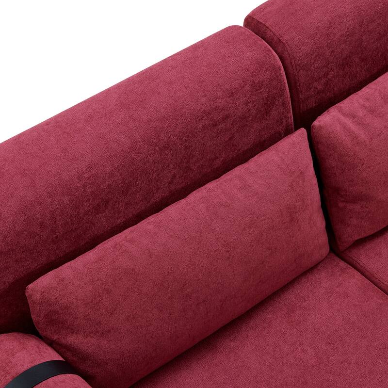 59" Chenille Modern Loveseat Sofa with USB Charging Ports, Cylindrical Armrests, and 440lb Capacity