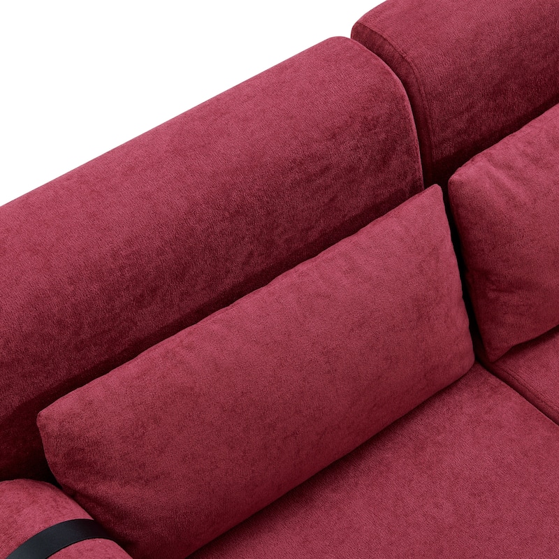 Anmytek Modern 59 Inch Loveseat Sofa with USB Ports and Unique Cylindrical Armrests Red