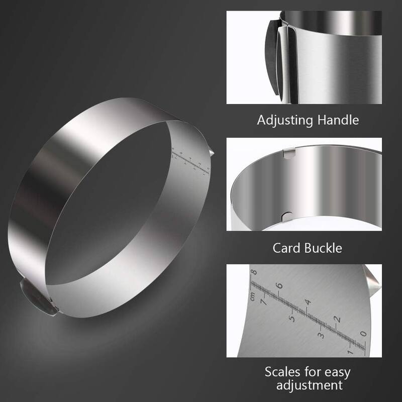 Round Stainless Steel Ring Adjustable Cake Mold Ring for Baking