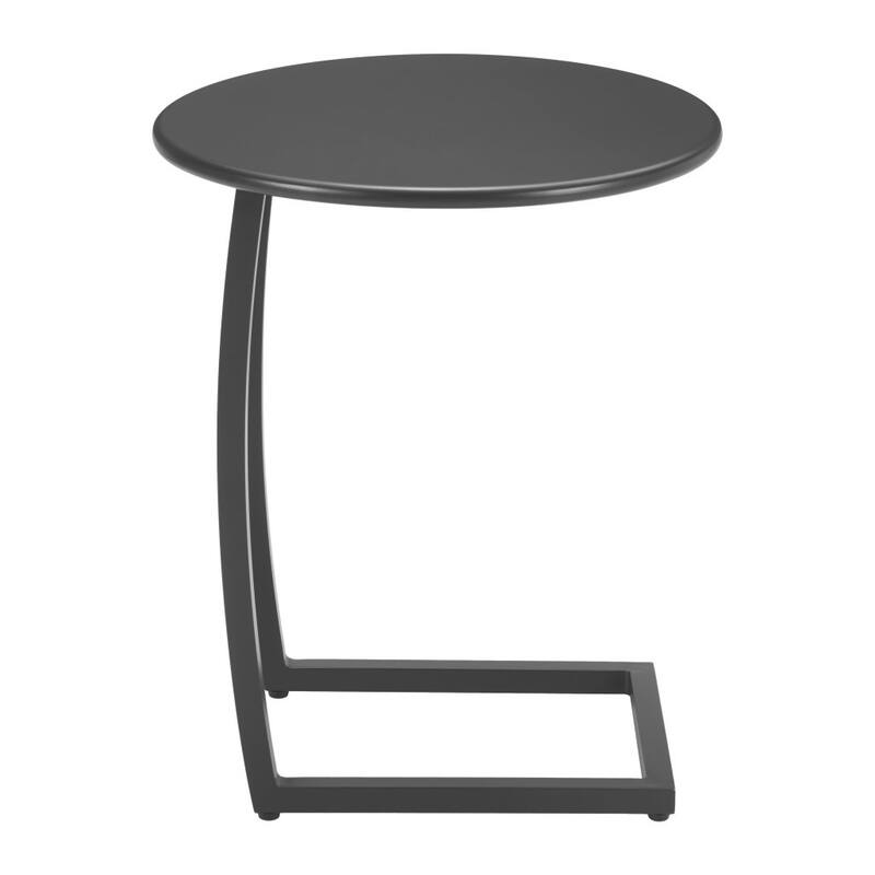 20" Black Aluminum Round Outdoor Side Table