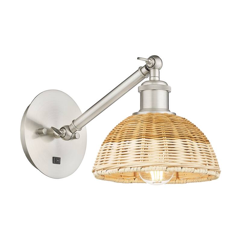 Innovations Lighting 317-1W-10-8 Bristol Natural II Sconce Bristol - Brushed Satin Nickel / Natural