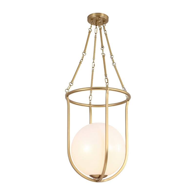 Mid-century 1-Light Glossy Glass Caged Semi-flush Mount - 17.7 in