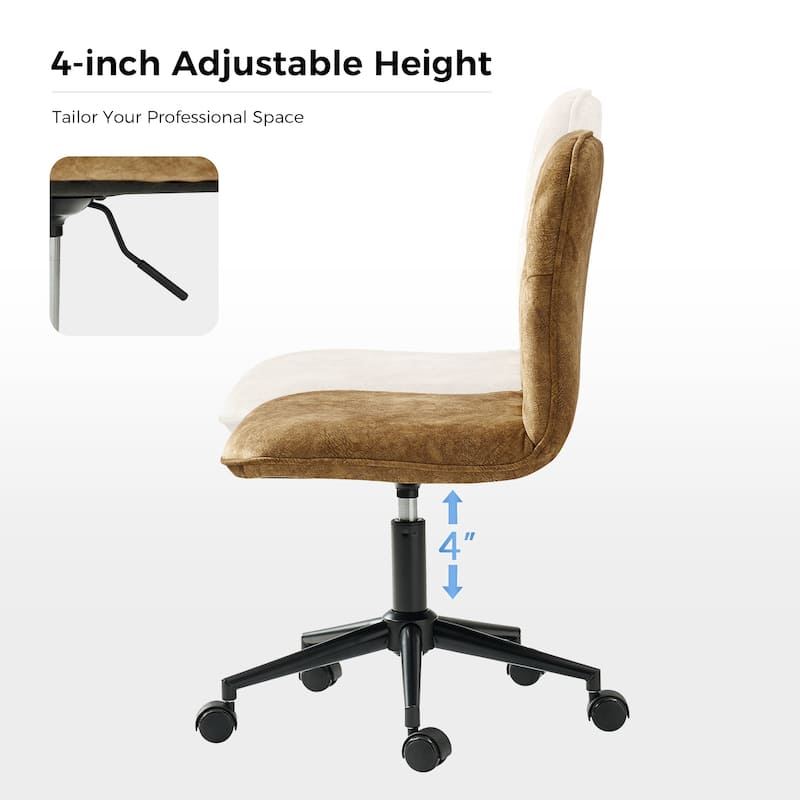 Klaus Upholstered Armless Swivel Task Chair with Tufted Back by HULALA HOME