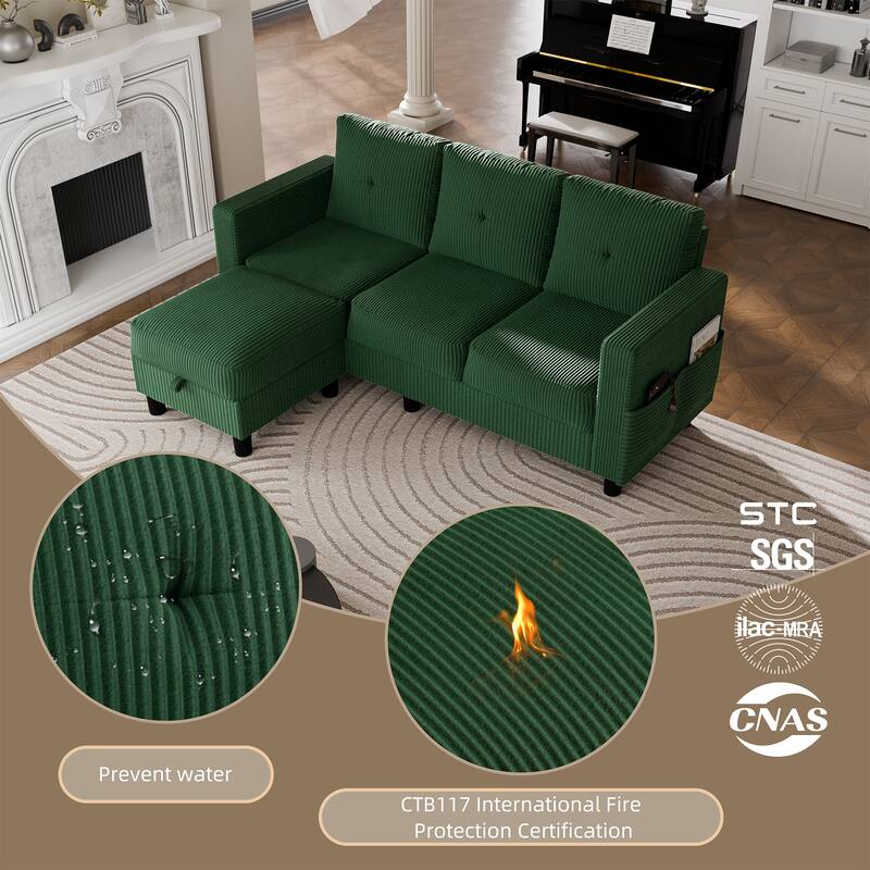 Futzca Modern L-shaped Convertible Sectional Sofa w/ Reversible Chaise