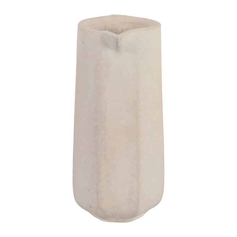 Pottery Vase with Woven Rattan Handle - Tall Flower Vase