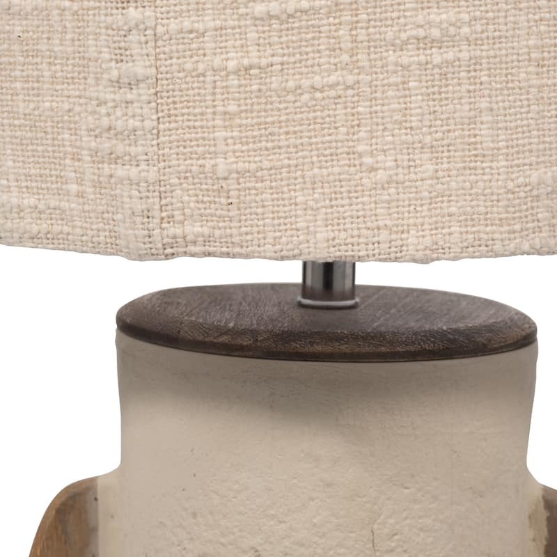 Sagebrook Home Neutral Textured 24" Unique Table Lamp, Ivory, Cylinder - 13" x 13" x 24"