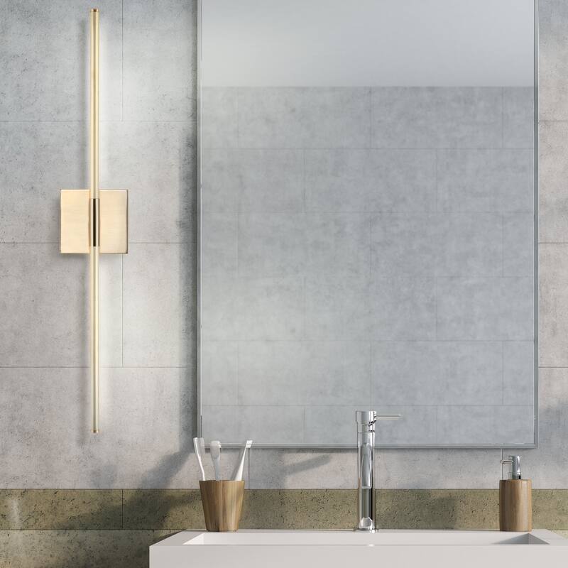 28" Dimmable Integrated LED Metal Wall Sconce, by JONATHAN Y
