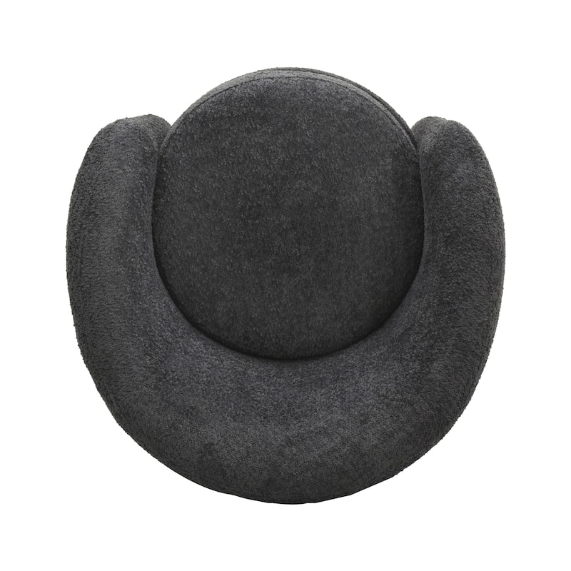 Modern Curved Back Upholstered Accent Chair, Soft Cozy Boucle Fabric, Comfortable Plush Seating, No Assembly Required
