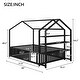preview thumbnail 7 of 10, Full Size House shape Platform Bed with 3-Removable Storage Shelves, Metal Kids Bed Frame with Fence-shaped Guardrail, Black