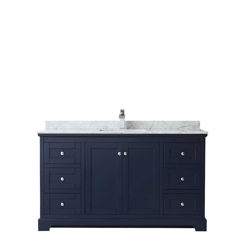 Avery 60-inch Single Vanity, Marble Top, Square Sink, No Mirror