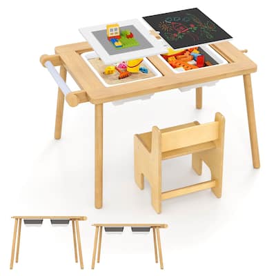 Costway Sensory Table & Chair Set for Kids 2-8 with Foldable Bins for - See Details