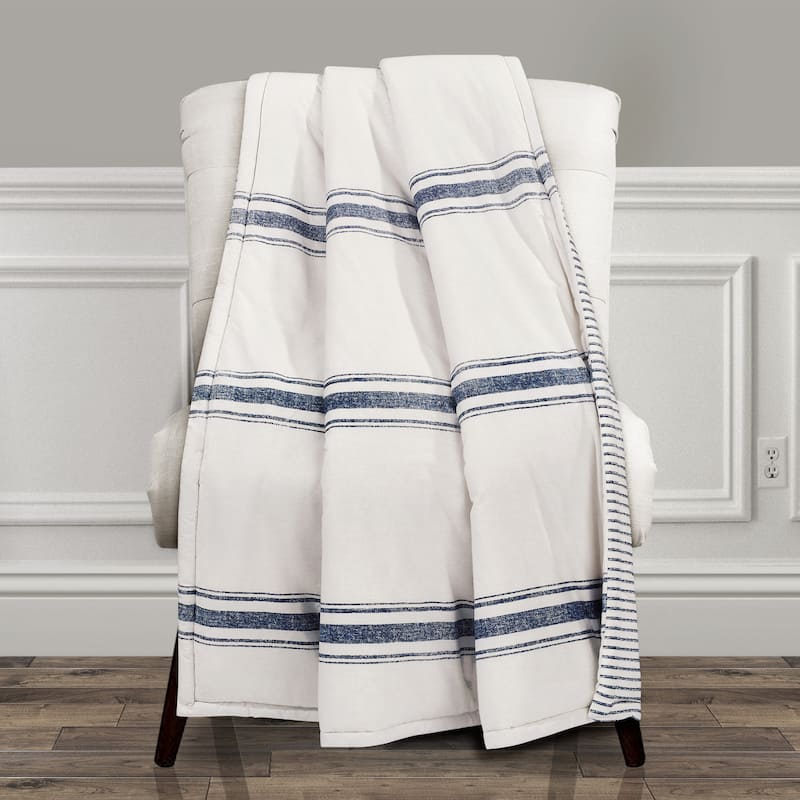 Lush Decor Farmhouse Stripe Throw - Navy