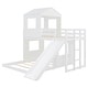 preview thumbnail 5 of 13, Playhouse Twin Over Full Wooden Bunk Bed, Farmhouse Safety Guardrail Bed with Ladder and Slide