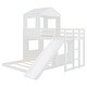 preview thumbnail 5 of 44, Wooden Twin Over Full Bunk Bed with Treehouse Loft, Slide & Guardrail
