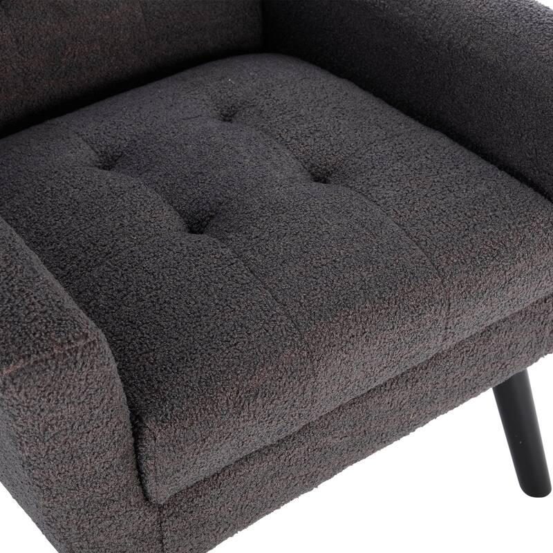Grey Stylish Upholstered Seating Armchair with Tapered Metal Legs, Single Sofa Chair Accent Chair with Flared Armrests