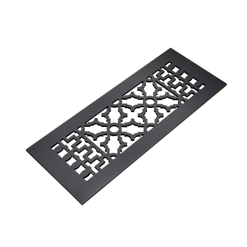 Reggio Registers Scroll Series 4" x 8" Grille with Mounting Holes - Black Aluminum