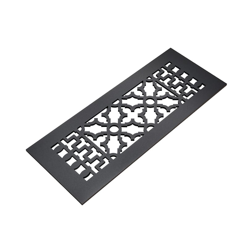 Reggio Registers Scroll Series 8" x 14" Grille with Mounting Holes - Black Aluminum