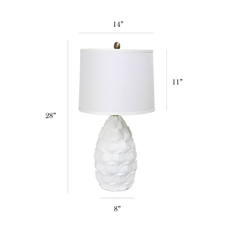 28 in. White Finish Table Lamp with White Shade, Sturdy Table Lamp for Living Rooms and Bedrooms