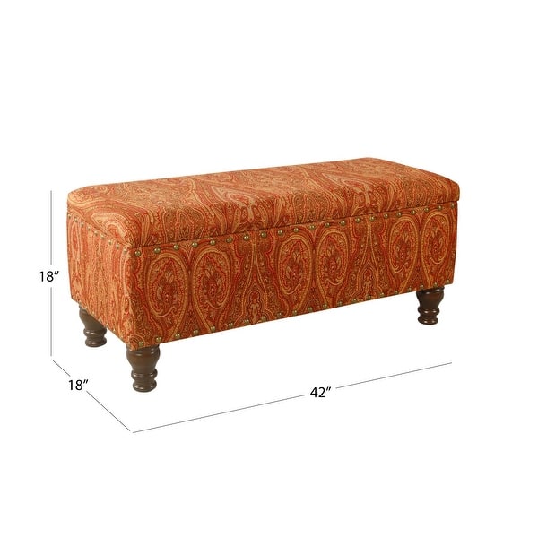 dimension image slide 4 of 8, Copper Grove Muscari Upholstered Storage Bench with Nailhead Trim