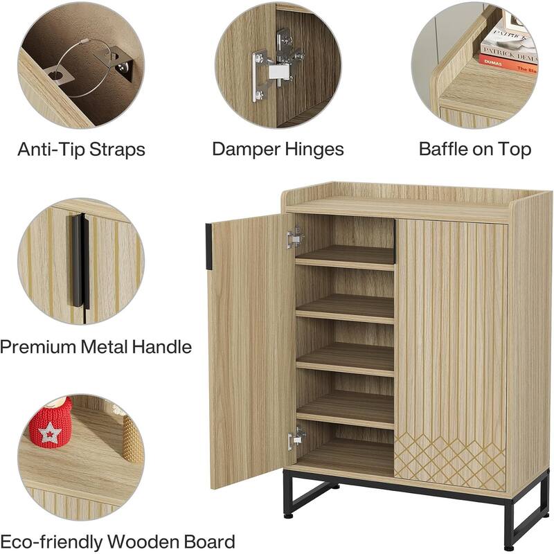 25 Pair Shoe Storage Cabinets with Doors for Bedroom Hallway Living Room