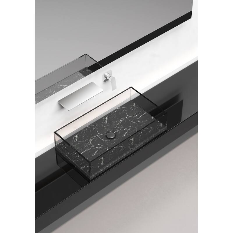 Modern Single Handle Bathroom Sink Faucet with Waterfall Spout Design and Adjustable Water Temperature and Flow