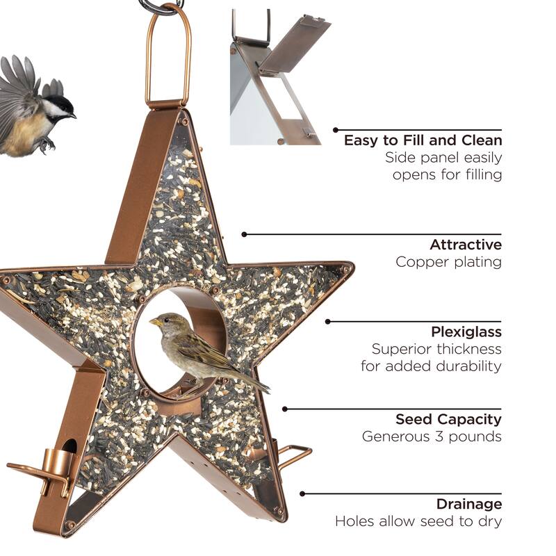 Star Fly-Thru™ Copper Bird Feeder by Good Directions