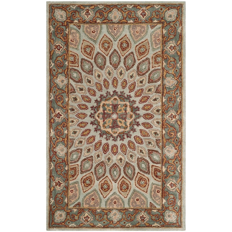 SAFAVIEH Handmade Heritage Wayfarer Traditional Oriental Wool Rug - 3' x 5' - Blue/Grey