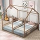 preview thumbnail 2 of 10, Metal Twin Size House-Themed Platform Beds with Dual Bed Design and Protective Guardrails for Families